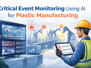 AI-powered critical event monitoring system in plastic manufacturing industry with real-time alerts, machine tracking, and predictive analytics dashboard
