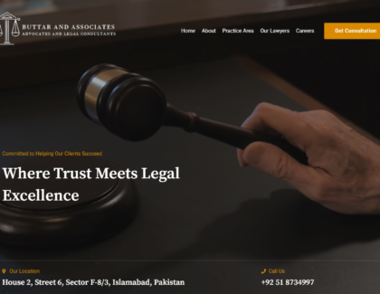 Buttar & Associates law firm website homepage design showing professional legal services layout