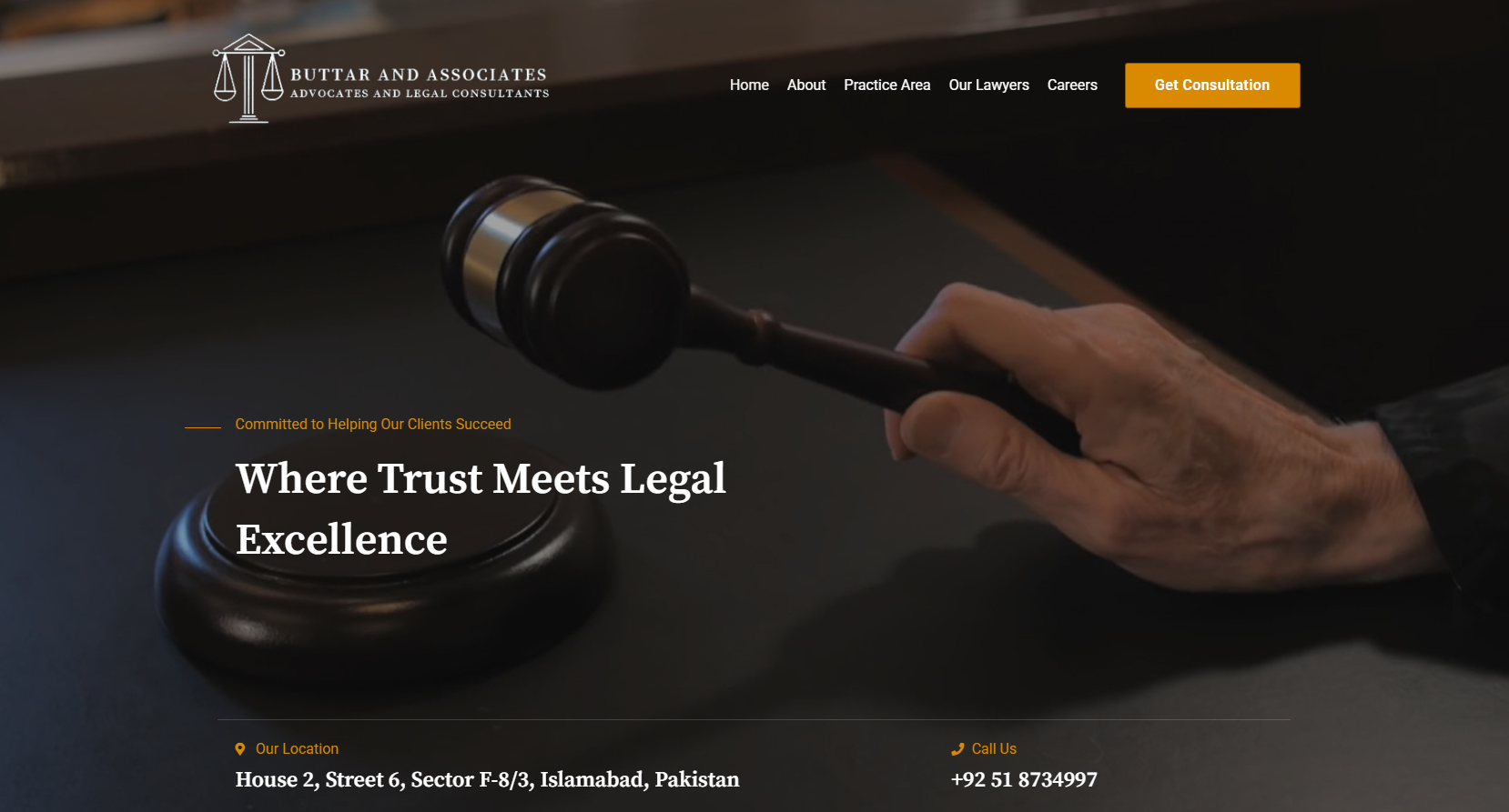 Buttar & Associates law firm website homepage design showing professional legal services layout